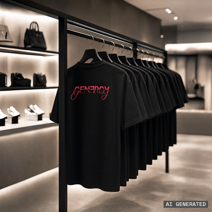 KI-generierte Visualisierung – GENERGY Shirt, Store-Szene